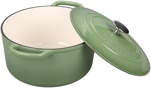 EDGING CASTING Enameled Cast Iron Dutch Oven with Sourdough Bread Baking Kit, Bread Dutch Oven with Lid, Includes Proofing Basket & Baking Tools, 5qt, Pistachio Green - Image 6
