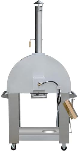 KOSTCH 32.5 inch Wood Fired and Propane Gas Pizza Oven for Outdoor Kitchen in Stainless Steel, Large Pizza Oven for Outside, Yard and Party (Red with Cover) - Image 6