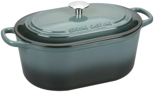 EDGING CASTING Enameled Cast Iron Oval Dutch Oven, 6QT, Slateblue - Image 7