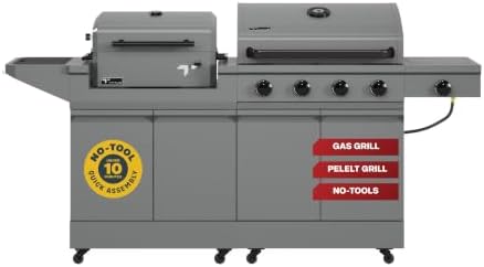 Tytus 2-in-1 Gas Grill 4-Burner, Charcoal Grill, Prep Cart by TYTUS