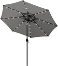 Blissun 9 ft Solar Umbrella, 32 LED Lighted Patio Umbrella, Table Market Umbrella, Outdoor Umbrella for Garden, Deck, Backyard, Pool and Beach (Grey) by Blissun