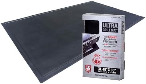 Diversitech Outdoor Gas Grill BBQ & Fire Pit Mat 48" x 30" - Protects Decks & Patios - 10 Year Warranty, Black by Diversitech