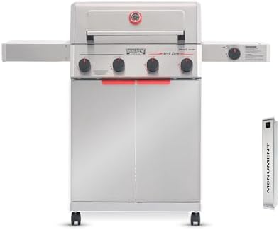 Monument Grills 4+1 Burner Stainless Steel 525 sq.in Propane Gas Grill, 49,000 BTU, 500°F in 5 Mins, Outdoor M2 Grill with Broil Zone, 1 Side Burner and 1 Foldable Side Shelf, with Smoker Box by MonumentGrills