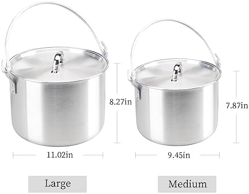 AceCamp Nested Pot Aluminum Lightweight Cooking Pot Set Outdoor Large Stock with lid and folding handle - 4L,8L,12L - Image 2