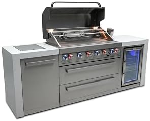 Mont Alpi MAi805-DFC-NG 6-Burner 115000 BTU Deluxe Stainless Steel Modular Outdoor Kitchen Island Grill with MANGK Natural Gas Conversion Kit + Fridge Cabinet, Granite Countertops & 2 Infrared Burners - Image 7
