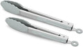 2 Pack Silicone Kitchen Tongs, 9 & 12 Inch, Stainless Steel, Warm Grey by ALLWIN-HOUSEWARE