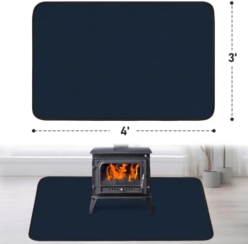Fireproof Fireplace Rug for Home Protection, 4' x 3' x 0.04'', Blue - Image 2