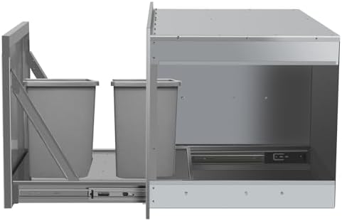 Outdoor Kitchen Drawer Combo BBQ Access Triple Drawers and Trash Drawer for BBQ Island Grill Station 28" W x 20.1" H x 19.8" D with Recessed Handle - Image 6