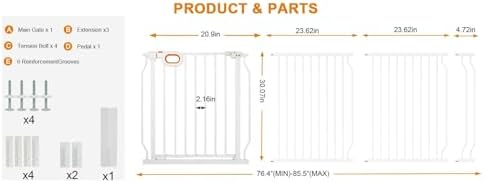 76.4-85.5 Inch Extra Wide Baby Gate for Stairs Doorways - Image 4