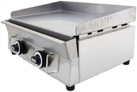 Commercial Stainless Steel LPG Gas Griddle Grill, 21.3" x 13.4" Flat Top Countertop Griddle for Steak, Pancakes & Teppanyaki, 2800Pa, Home & Outdoor Use by Unknown