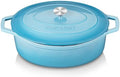 vancasso 9.3 Qt Oval Enameled Cast Iron Dutch Oven with Lid, Light Blue by vancasso
