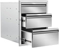 Outdoor Kitchen Drawers 16" W x 21" H x 23" D Triple BBQ Drawers Stainless Steel Built-in Drawer for Outdoor Kitchen Island Patio Grill Station by Unknown
