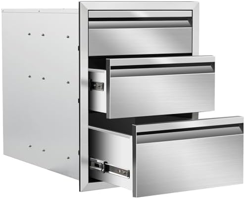 Outdoor Kitchen Drawers 16" W x 21" H x 23" D Triple BBQ Drawers Stainless Steel Built-in Drawer for Outdoor Kitchen Island Patio Grill Station by Unknown