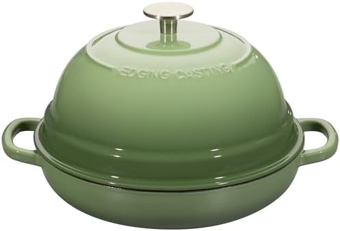 EDGING CASTING Enameled Cast Iron Dutch Oven Pot with Lid, Round Bread Oven for Homemade Sourdough Bread Baking, 6 Quart, Pistachio Green by EDGINGCOOKWARE