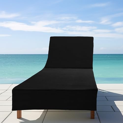 COTTON CRAFT Pool Lounge Chair Cover - 2 Pack - 100% Cotton - Black - Image 5