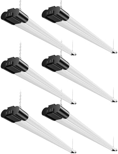 (6 Pack) T5 LED Shop Light, 4FT 4500LM Garage Lighting, 45W (150W Equivalent), 6500K Linkable Integrated Light Fixture with ON/OFF Switch, Hanging or Ceiling Mount Bright White Light for Workshop by YULINKCOLighting