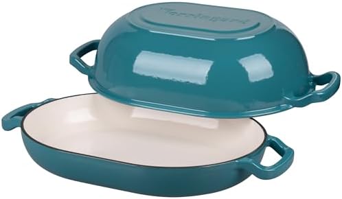 VORRINGARD Enameled Cast Iron Sourdough Bread Oven, Dutch Oven, Loaf Cast Iron Bread Pan for Homemade Bread Baking, Meatloaf Pan with Lid, 7QT, Bluegreen - Image 5