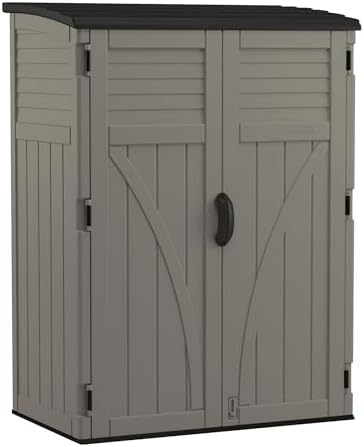 Suncast 54 Cu Ft Medium Vertical Storage Shed, Stoney, Made in USA - Image 4
