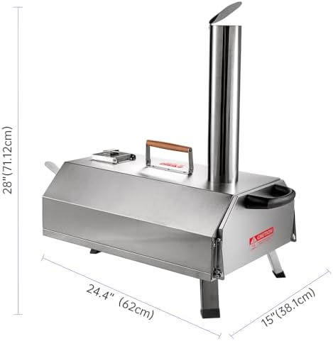 Portable Pizza Oven Outdoor, 12 Inch Wood Fired Pizza Oven for Outside, Stainless Steel Pellet Pizza Stove for Authentic Stone Baked Pizzas - Image 2