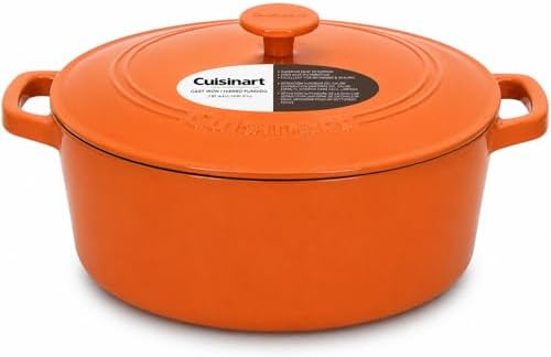 Cuisinart Chef's Classic Enameled Cast Iron Dutch Oven with Lid, Porcelain Enameled Interior, Oven Safe, Induction Compatible, 7-Quart, Round, Terracotta Orange by Cuisinart