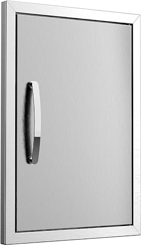 Outdoor Kitchen Single Door BBQ Access 17'' Wx24'' H Flush Mount Island Perfect for Grilling Station and Island, Silver by KODOM