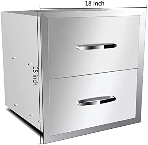 Stainless Steel Outdoor Kitchen BBQ Island Drawers - Flush Mount Triple Access, 18Wx23Dx15H - Image 2