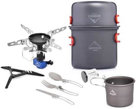 Widesea Camping Cookware Sets for 1-2 Person, Compact Backpacking Cookware with Pots, Stove, Mug and Outdoor Cooking Accessories by WIDESEA