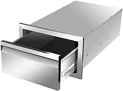 Pull Out Trash Drawer, Lower Sliding Rails Stainless Steel Roll Out Trash Bin Pull Out Tray With Handle For Outdoor Kitchen BBQ Island Grill Station,Single Drawer - Image 3
