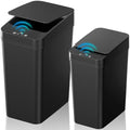 Bathroom Trash Can with Lid, 2 Pack 4 & 2.2 Gallon Automatic Touchless Garbage Can, Small Motion Sensor Smart Trash Can, Slim Waterproof Trash Bin for Bedroom, Bathroom, Office, Living Room (Black) by KOEYLE