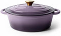 Vintage Style Oval Dutch Oven for Bread Baking, 4.5 Quart Non Stick Enameled Cast Iron Dutch Oven Pot with Lid, Oven Safe Oval Casserole with Lid up to 500°F for Baking, Braising, Stews, Roasting, Purple by Unknown