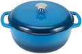 Amazon Basics Enameled Cast Iron Dutch Oven Pot With Lid, 6-Quart, Round, Dual Handles, Heavy-Duty, Oven Safe for Stews, Roasting & Baking, Blue by AmazonBasics