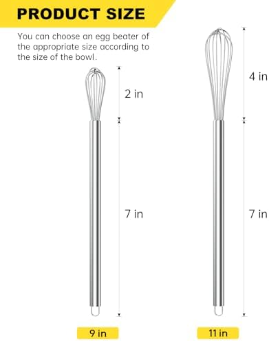 NileHome Mini Whisks Stainless Steel Whisk Set 9" 11"-Kitchen Small Wisk - Image 2