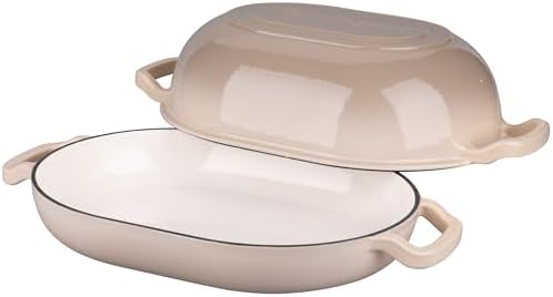 VORRINGARD Enameled Cast Iron Sourdough Bread Oven, Dutch Oven, Loaf Cast Iron Bread Pan for Homemade Bread Baking, Meatloaf Pan with Lid, 7QT, Latte - Image 5