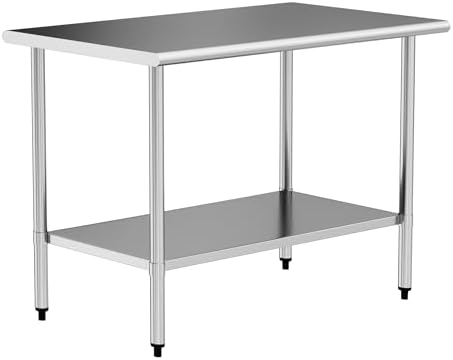 Stainless Steel Work Table 30 x 60 Inch with Adjustable Undershelf, Heavy-Duty Metal Prep Table for Commercial Kitchen & Restaurant, Garage, Outdoor by Chingoo