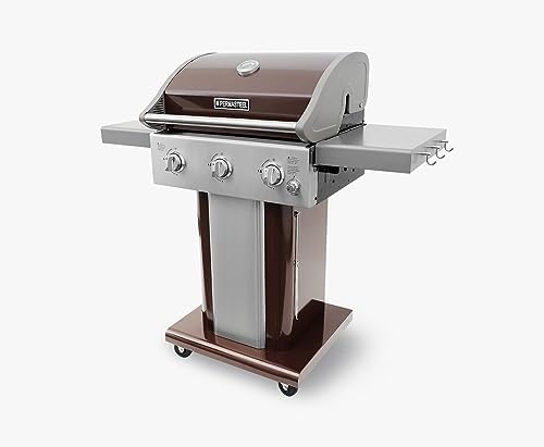 Permasteel 3-Burner Propane Gas Grill, 30,000 BTUs BBQ Grill with Cast Iron Grates, Foldable Side Tables & Tool Hooks, Outdoor Grill, Mocha - Image 3