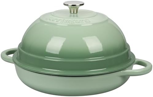 VORRINGARD Cast Iron Enameled Dutch Oven Pot with Lid for Bread Baking, Bread Oven, 6 Quart, Green - Image 4