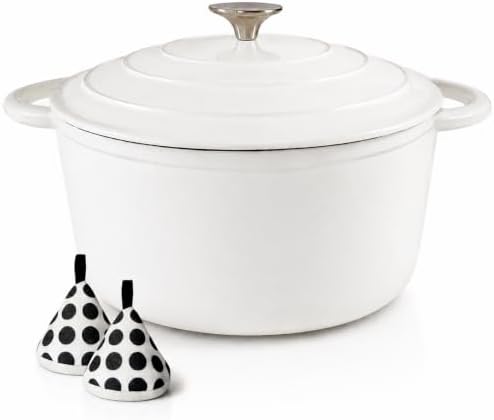 5 QT Enameled Cast Iron Dutch Oven with Lid for Stews and Roasts by COOKWINCastIron