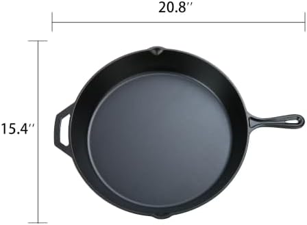 15" Pre-Seasoned Cast Iron Skillet with Dual Handles for Stovetop Campfire - Image 2