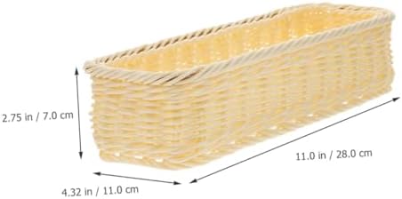 Woven Storage Basket 3 Piece Set PP Rectangular Beige Rustic - Image 2