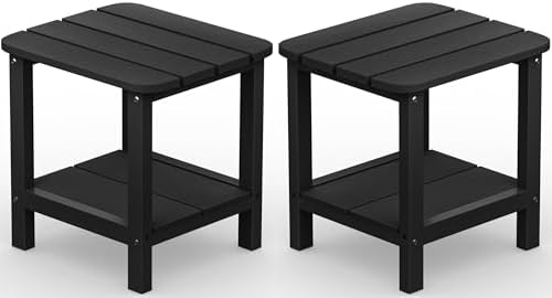 SERWALL Double Adirondack Side Set of 2, Table Rectangular End Table, Black by SERWALL