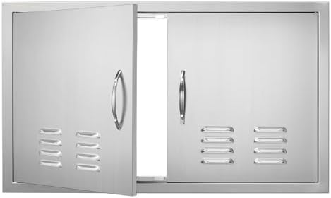 VEVOR Outdoor Kitchen BBQ Access Door,36W x 21H inches Double Vertical Stainless Steel Door with Handles and Vents, for BBQ Island, Grilling Station by VEVOR