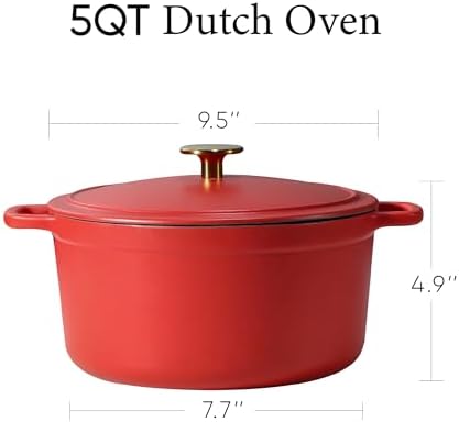 CAROTE 5QT Enameled Cast Iron Dutch Oven Pot with Lid - Image 2