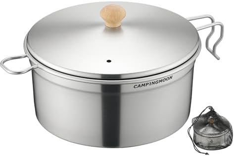 CAMPINGMOON 2L Camping Pot 304 Stainless Steel Wide Mouth S371 by CAMPINGMOON