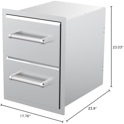 SPIRE Vertical Built-in Double Drawers, Stainless Steel, Universal Mount - Image 2