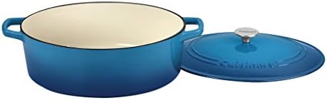 Cuisinart Chef's Classic Enameled Cast Iron Dutch Oven with Lid, Porcelain Enameled Interior, Oven Safe, Induction Compatible, 7-Quart, Oval, Gradient Blue - Image 2