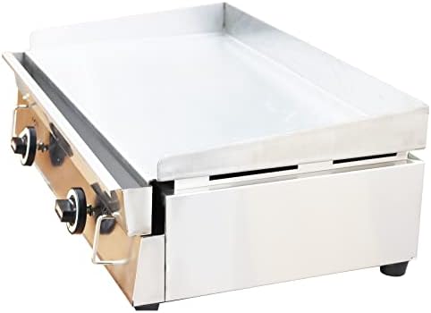 TECHTONGDA LPG Gas Countertop Flat Top Griddle Commercial Stainless Steel Griddle Grill Hot Plate BBQ Teppanyaki Grill with Adjustable Temperature Control for Restaurant Kitchen 2800Pa 28.94x16.14 in - Image 6