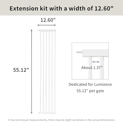 Lumizone Extra Tall Cat Gate Extension Kit 55.12" High 12.6" Wide White - Image 3