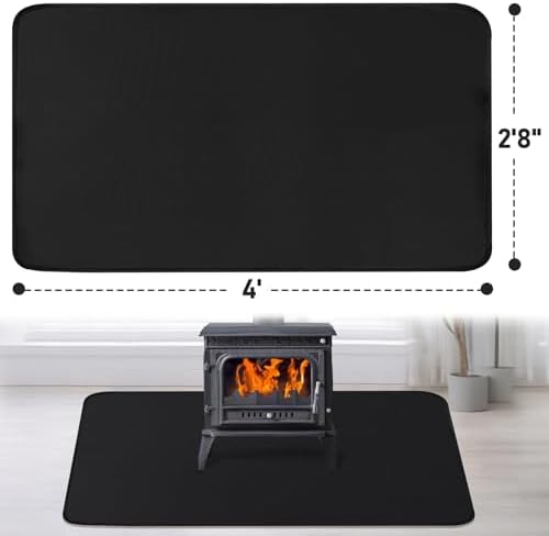 Fireproof Fireplace Rug for Home Protection, 4' x 2'8'' x 0.04'', Black - Image 2