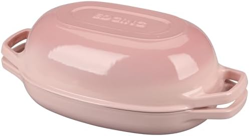 EDGING CASTING Enameled Cast Iron Oval Dutch Oven Pot with Lid, Dutch Oven for Sourdough Bread Baking, Bread Oven, Bread Dutch Oven, Oval Bread Pan, 5qt, Pink by EDGINGCOOKWARE