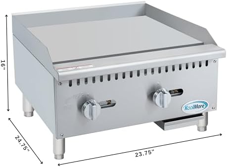 KoolMore 24 in. Natural Gas 2-Burner Griddle with 60,000 BTU in Stainless-Steel, ETL Listed (KM-GG2-24M) - Image 2